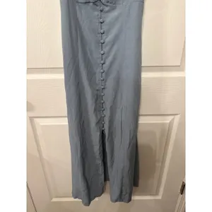 Grade & Gather Button Down Spaghetti Strap Midi Dress in Smoky Blue, S thumbnail 5