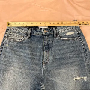 Vervet Super High Rise Beverly Slim‎ Straight Distressed Medium Wash Blue Jeans thumbnail 12