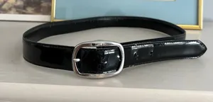 Black leather belt with silver buckle #leather #buckle #belt thumbnail 1