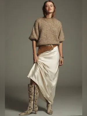 Maeve Violette Short-Sleeve Tinsel Pullover Sweater Metallic Gold Honey Small thumbnail 3