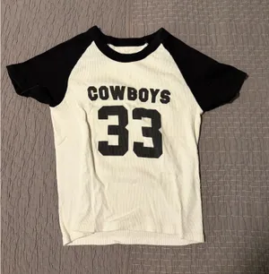 Brandy Melville/John Galt Cowboys 33 black and white Baby Tee, Gentley Worn thumbnail 1