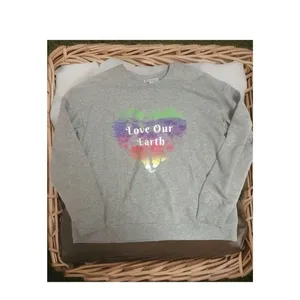 EcoThreads Love Our Earth Gray Rainbow Heart Sweatshirt XL Eco Graphic Pullover thumbnail 2