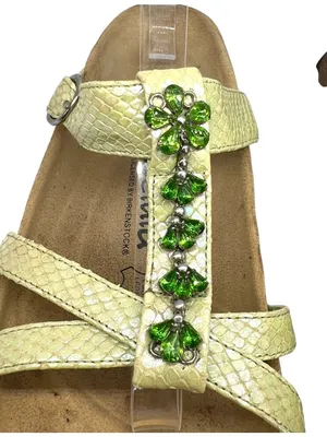 Betula x Birkenstock Iridescent Green Jewel Accents Snake Embossed Strap Size 8 thumbnail 8