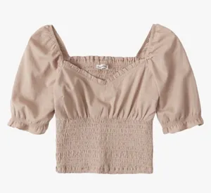 Abercrombie & Fitch Smocked Beige Top thumbnail 1