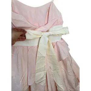 GUNNE‎ SAX By Jessica Mcclintock Pink Long Dress Size 6 Bow Asymmetrical Ruffle thumbnail 4