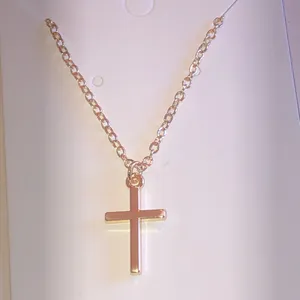 Elegant Gold Tone Cross Pendant Necklace thumbnail 2