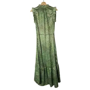 Nordstrom Fourteenth Place Alicia Sage Meadow Green Floral Satin‎ Midi Dress S thumbnail 4