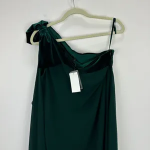 Lauren Ralph Lauren Chiffon One Shoulder Bow Velvet Dress Green Party US 6 NWT thumbnail 6