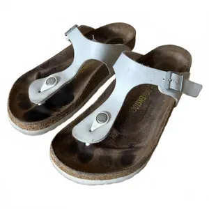 Birkenstock Gizeh Sandals Leather Thong White EU Size 38 Women 7 L7 M5 thumbnail 1