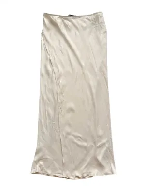 Zara Satin Effect Cream Midi Wrap Skirt size Large thumbnail 2