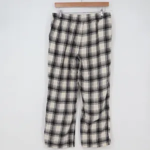 GAP Pajama Pants Womens M Plaid Cream Black Gold Metallic Relaxed Excellent thumbnail 4