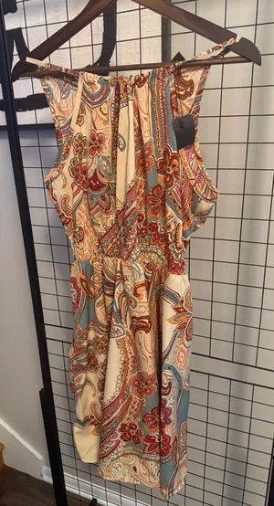 Boho Floral Paisley Sleeveless Midi Dress - Cream Multi thumbnail 1