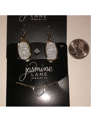 Jasmine Lane Gold Tone and Silver Earrings and Necklace Set thumbnail 4