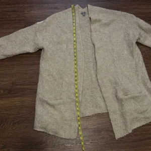 Aerie Wool Blend Cozy Women's Gray Cream Sweater Cardigan Wool Blend L / XL thumbnail 7