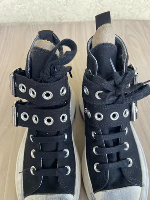 Converse Black Platform High-Top Sneakers with Silver Buckles thumbnail 11