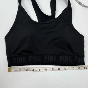 Victoria's Secret VS Pink Size S Sports Bra Ultimate Lightly Lined Black Padded‎ Band Logo Women’s thumbnail 9