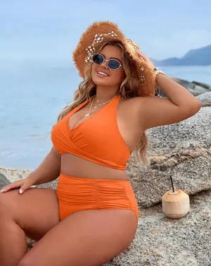 Blooming Jelly Orange Halter Bikini Set thumbnail 1
