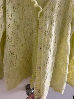 Rumored Bright Yellow Ruffle Trim Cardigan thumbnail 6