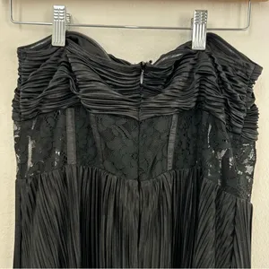Lulus Black Strapless Lace Corset Pleated Maxi Dress thumbnail 6
