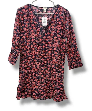J.Crew Factory NWT Tissue Tunic Swim Coverup Women’s Size‎ Small Flamingo Print thumbnail 1