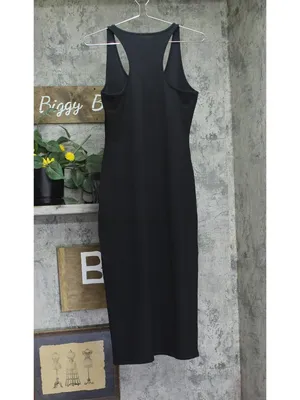 NWT Wild Fable ButterBliss Keyhole Racerback Midi Bodycon Dress 94460320 Black M thumbnail 3