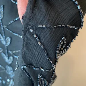 Cote d’ Azur Vintage 1980s Beaded Black Sequin Short Sleeve Blouse XL Classic thumbnail 5