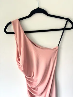 Michael Costello x Revolve Kimberly Mini Dress One Shoulder Ruched Side Pink thumbnail 8
