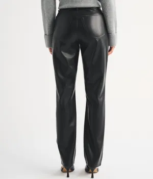 Curve Love High Rise 90s Straight Vegan Leather Pant thumbnail 3