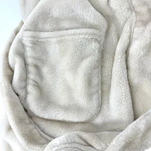 Summer & Rose Plush Knee Length Hooded Robe with Pockets Beige Size L/XL‎ thumbnail 6