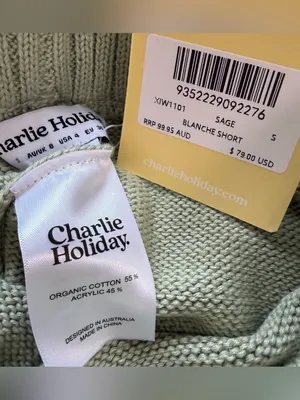 NWT‎ CHARLIE HOLIDAY Blanche High-Rise Organic Cotton Knit Shorts in Sage, Small thumbnail 7