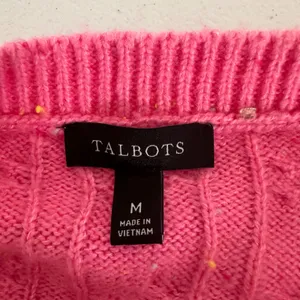 Talbots Womens Medium Pink Cable Knit Crewneck Long‎ Sleeve Sweater Fisherman thumbnail 5