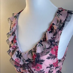 Anthropologie’s Maeve New Tie Front Floral Ruffle Lace V-Neck Pink Women's Top thumbnail 3