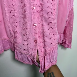 VTG 90s Women Indie Fairy‎ Embroidered Crochet Top XL Pink Flare Western Boho thumbnail 7