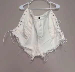 White denim lace up shorts Size 2X thumbnail 1