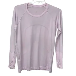 Lululemon Women's Swiftly Tech Long Sleeve Shirt Top Yoga Pastel Pink Thumbholes thumbnail 8
