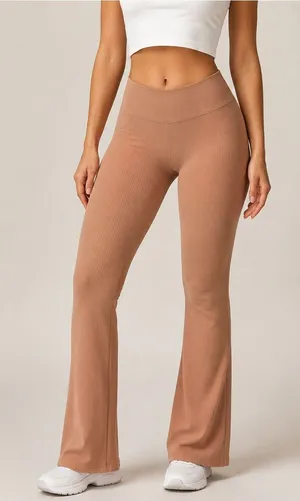 Sunzel Ribbed Flare Leggings – Light Brown Clay, Size S, NWOT thumbnail 1