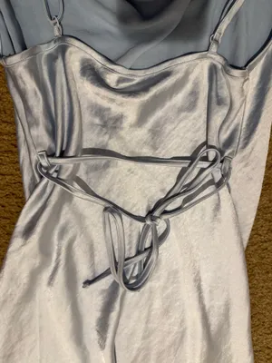 Motel Paiva Slip Dress in Satin Light Blue thumbnail 5