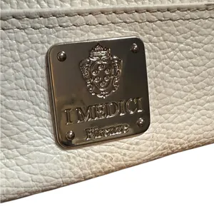 I Medici Firenze Italian White & Brown Genuine 100% Pebbled Leather‎ Handbag thumbnail 2