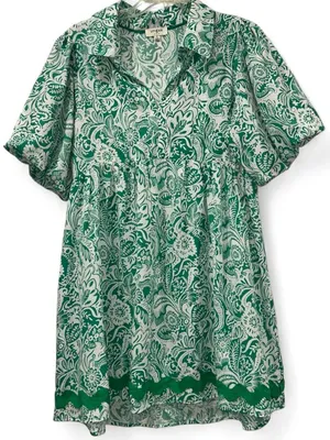Umgee Green/White Paisley Print Dress Women's Small thumbnail 1