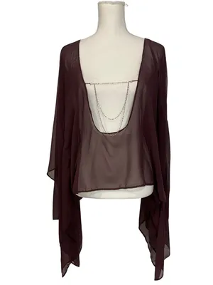 Jaded London Cape Top in Plum US 4/ UK 8 Womens Blouse Sheer thumbnail 6