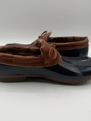 Jessica Carlyle Helene Duck Rain Clogs Plaid Lined Women’s 10 Navy Brown thumbnail 5