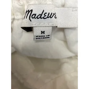 Madewell Sophia White Short Puff Sleeve Seersucker Check A Line Midi Dress Sz M thumbnail 5