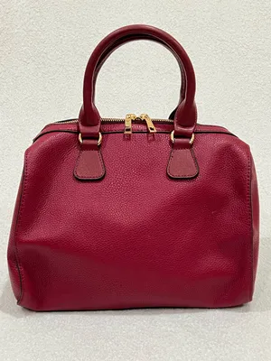 Jessica Moore Berry Red Pebbled Faux Leather Venture Satchel thumbnail 4
