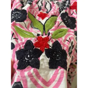 Anthropologie x Maeve Tiered Printed Mini Dress large EMBROIDERED SQUIGGLE thumbnail 3