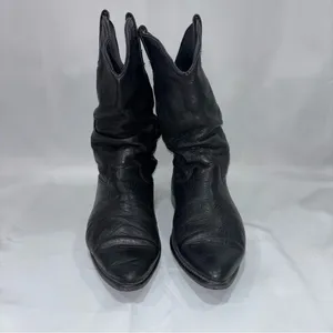 Slouch Soft Leather Cowboy Boots Black Size 8.5 thumbnail 2