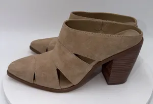 Vince Camuto Aimie Tan Suede Slip On Block Heels Mules Women's Size 8.5‎ thumbnail 1