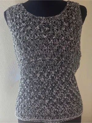 Mo:Vint Black/Gray/White Crocheted Swester Vest Sleeveless Top NWT thumbnail 4