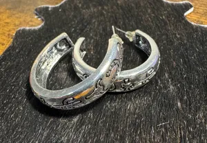 Western hoop earrings Silver thumbnail 2