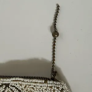 Vintage Beaded Clutch in Cream and Brown thumbnail 6