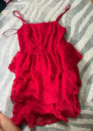 Blue Rain Women’s red ruffled mini dress with spaghetti straps s thumbnail 1